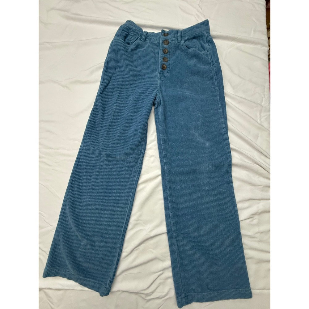 Reformation Jeans Blue Corduroy Wide Leg Pants Button Fly High Rise Size 27